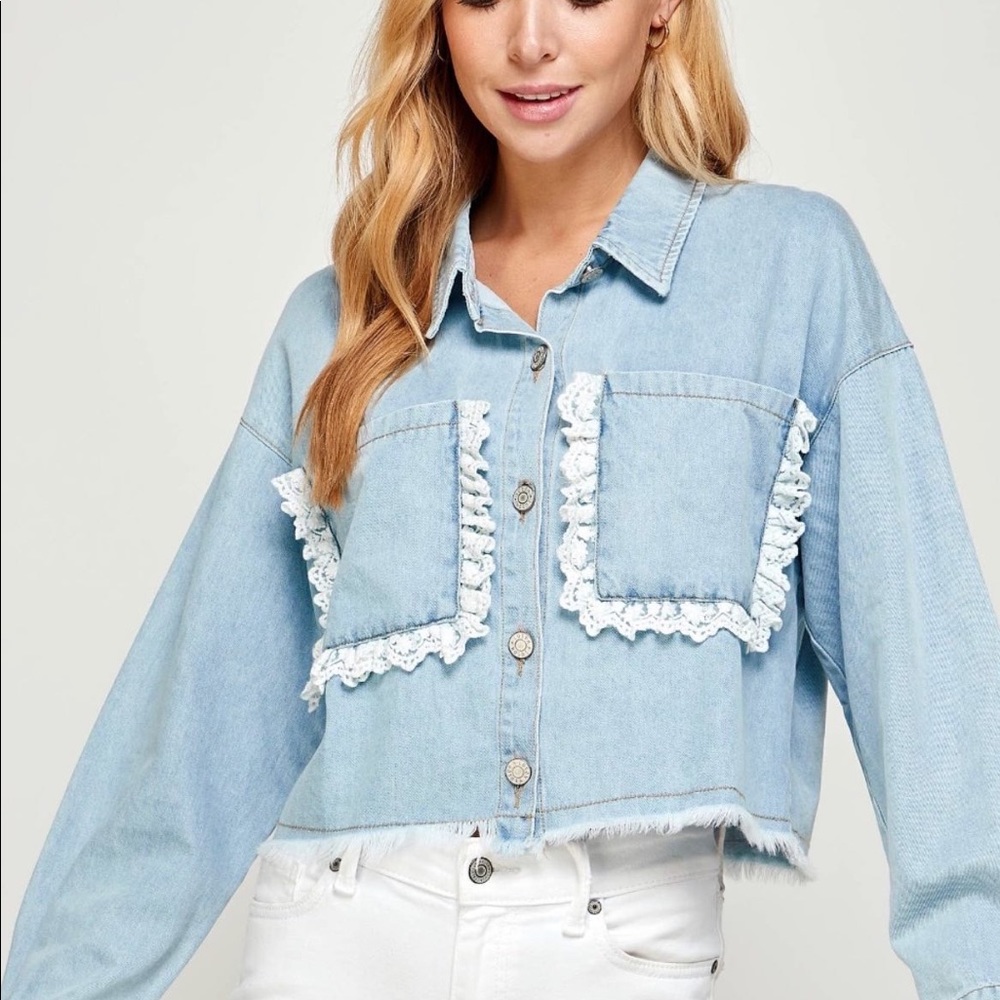 Ellison crop frayed Jean jacket